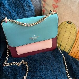 Kate Spade Color block ; Teal, Pink, and Burgundy Crossbody Bag